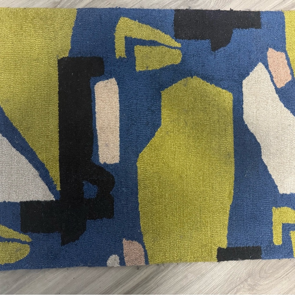 Cold Picnic Holy Smoke Abstract Blue and Green 2x3 Rug Wool Nylon blend